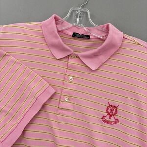 Marbas St Andrews Links Collection Polo Shirt Mens Large Pink Striped Italy Golf